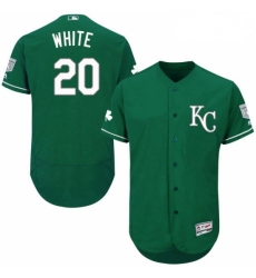 Mens Majestic Kansas City Royals 20 Frank White Green Celtic Flexbase Authentic Collection MLB Jersey