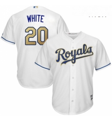 Mens Majestic Kansas City Royals 20 Frank White Replica White Home Cool Base MLB Jersey