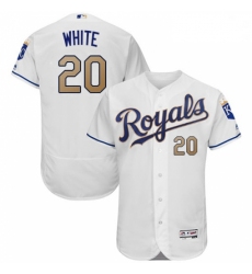 Mens Majestic Kansas City Royals 20 Frank White White Home Flex Base Authentic MLB Jersey