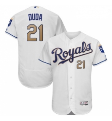 Mens Majestic Kansas City Royals 21 Lucas Duda White Flexbase Authentic Collection MLB Jersey