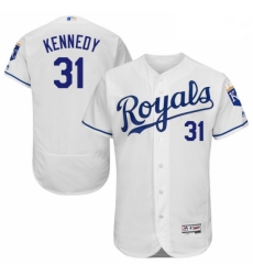 Mens Majestic Kansas City Royals 31 Ian Kennedy White Flexbase Authentic Collection MLB Jersey