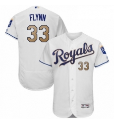 Mens Majestic Kansas City Royals 33 Brian Flynn White Flexbase Authentic Collection MLB Jersey