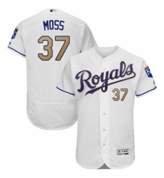 Mens Majestic Kansas City Royals 37 Brandon Moss White Flexbase Authentic Collection MLB Jersey