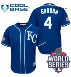 Mens Majestic Kansas City Royals 4 Alex Gordon Authentic Blue Alternate 2 Cool Base 2015 World Series