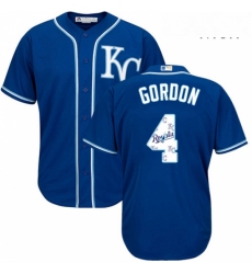 Mens Majestic Kansas City Royals 4 Alex Gordon Authentic Blue Team Logo Fashion Cool Base MLB Jersey