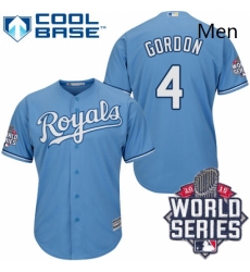 Mens Majestic Kansas City Royals 4 Alex Gordon Authentic Light Blue Alternate 1 Cool Base 2015 World Series