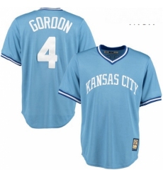 Mens Majestic Kansas City Royals 4 Alex Gordon Authentic Light Blue Cooperstown MLB Jersey