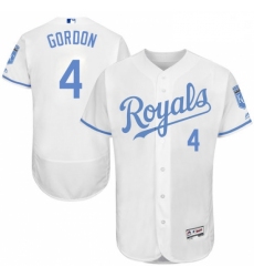 Mens Majestic Kansas City Royals 4 Alex Gordon Authentic White 2016 Fathers Day Fashion Flex Base MLB Jersey