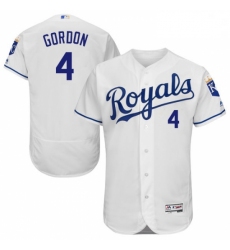 Mens Majestic Kansas City Royals 4 Alex Gordon White Flexbase Authentic Collection MLB Jersey