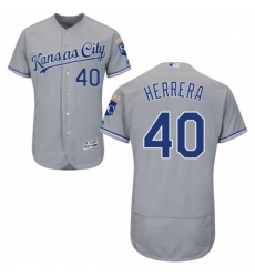 Mens Majestic Kansas City Royals 40 Kelvin Herrera Grey Road Flex Base Authentic Collection MLB Jersey
