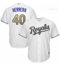 Mens Majestic Kansas City Royals 40 Kelvin Herrera Replica White Home Cool Base MLB Jersey