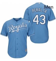 Mens Majestic Kansas City Royals 43 Wily Peralta Replica Light Blue Alternate 1 Cool Base MLB Jersey 