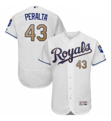 Mens Majestic Kansas City Royals 43 Wily Peralta White Flexbase Authentic Collection MLB Jersey
