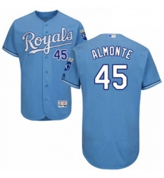 Mens Majestic Kansas City Royals 45 Abraham Almonte Light Blue Alternate Flex Base Authentic Collection MLB Jersey