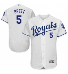 Mens Majestic Kansas City Royals 5 George Brett White Flexbase Authentic Collection MLB Jersey