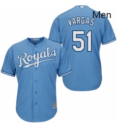 Mens Majestic Kansas City Royals 51 Jason Vargas Replica Light Blue Alternate 1 Cool Base MLB Jersey 