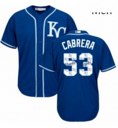 Mens Majestic Kansas City Royals 53 Melky Cabrera Blue Authentic Blue Team Logo Fashion Cool Base MLB Jersey 