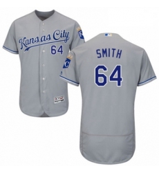 Mens Majestic Kansas City Royals 64 Burch Smith Grey Road Flex Base Authentic Collection MLB Jersey