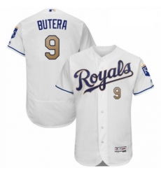 Mens Majestic Kansas City Royals 9 Drew Butera White Flexbase Authentic Collection MLB Jersey
