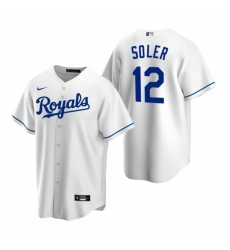 Mens Nike Kansas City Royals 12 Jorge Soler White Home Stitched Baseball Jerse