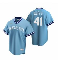 Mens Nike Kansas City Royals 41 Danny Duffy Light Blue Cooperstown Collection Road Stitched Baseball Jerse