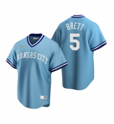 Mens Nike Kansas City Royals 5 George Brett Light Blue Cooperstown Collection Road Stitched Baseball Jerse