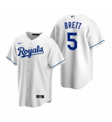 Mens Nike Kansas City Royals 5 George Brett White Home Stitched Baseball Jerse