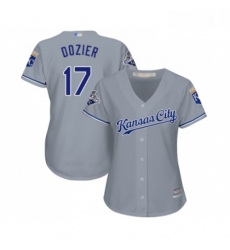 Womens Kansas City Royals 17 Hunter Dozier Replica Grey Road Cool Base Baseball Jersey 
