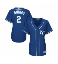 Womens Kansas City Royals 2 Chris Owings Replica Blue Alternate 2 Cool Base Baseball Jersey 