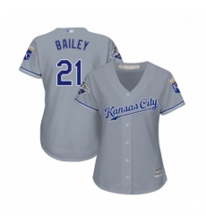 Womens Kansas City Royals 21 Homer Bailey Replica Grey Road Cool Base Baseball Jersey 