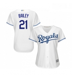 Womens Kansas City Royals 21 Homer Bailey Replica White Home Cool Base Baseball Jersey 