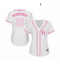 Womens Kansas City Royals 26 Brad Boxberger Replica White Fashion Cool Base Baseball Jersey 
