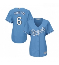 Womens Kansas City Royals 6 Billy Hamilton Replica Light Blue Alternate 1 Cool Base Baseball Jersey 