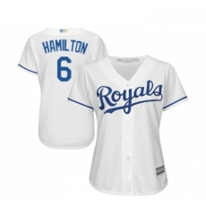 Womens Kansas City Royals 6 Billy Hamilton Replica White Home Cool Base Baseball Jersey 
