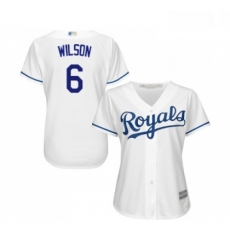 Womens Kansas City Royals 6 Willie Wilson Replica White Home Cool Base Baseball Jersey 