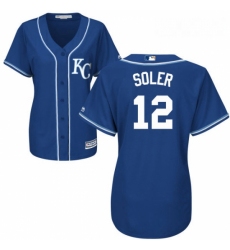 Womens Majestic Kansas City Royals 12 Jorge Soler Authentic Blue Alternate 2 Cool Base MLB Jersey