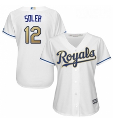 Womens Majestic Kansas City Royals 12 Jorge Soler Replica White Home Cool Base MLB Jersey