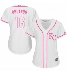 Womens Majestic Kansas City Royals 16 Paulo Orlando Replica White Fashion Cool Base MLB Jersey