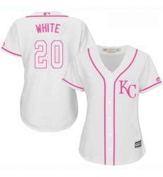 Womens Majestic Kansas City Royals 20 Frank White Authentic White Fashion Cool Base MLB Jersey