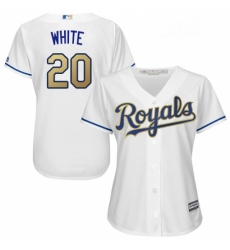Womens Majestic Kansas City Royals 20 Frank White Authentic White Home Cool Base MLB Jersey