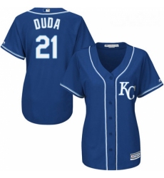 Womens Majestic Kansas City Royals 21 Lucas Duda Authentic Blue Alternate 2 Cool Base MLB Jersey 