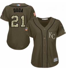 Womens Majestic Kansas City Royals 21 Lucas Duda Authentic Green Salute to Service MLB Jersey 