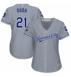 Womens Majestic Kansas City Royals 21 Lucas Duda Authentic Grey Road Cool Base MLB Jersey 
