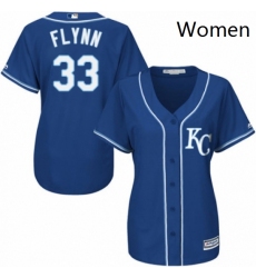 Womens Majestic Kansas City Royals 33 Brian Flynn Authentic Blue Alternate 2 Cool Base MLB Jersey 