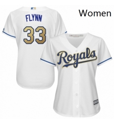 Womens Majestic Kansas City Royals 33 Brian Flynn Replica White Home Cool Base MLB Jersey 