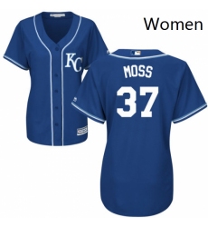 Womens Majestic Kansas City Royals 37 Brandon Moss Authentic Blue Alternate 2 Cool Base MLB Jersey