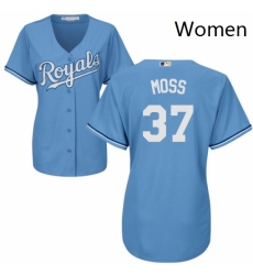 Womens Majestic Kansas City Royals 37 Brandon Moss Authentic Light Blue Alternate 1 Cool Base MLB Jersey
