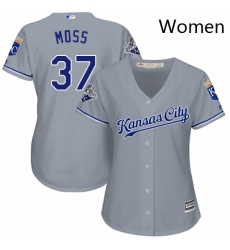 Womens Majestic Kansas City Royals 37 Brandon Moss Replica Grey Road Cool Base MLB Jersey