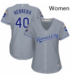 Womens Majestic Kansas City Royals 40 Kelvin Herrera Authentic Grey Road Cool Base MLB Jersey