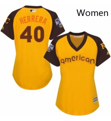 Womens Majestic Kansas City Royals 40 Kelvin Herrera Authentic Yellow 2016 All Star American League BP Cool Base MLB Jersey